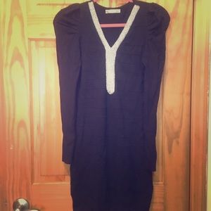 Chic Knit dark blue evening dress